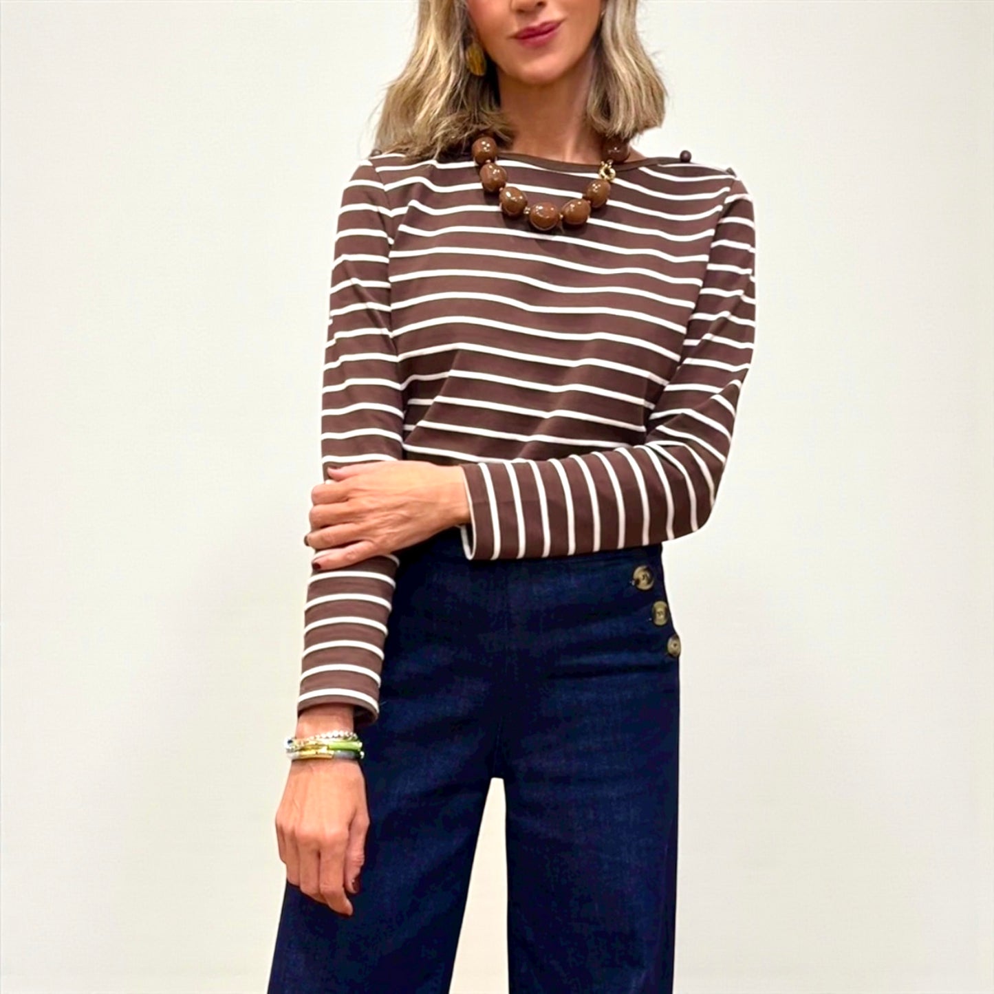 Camiseta rayas marrón& beige