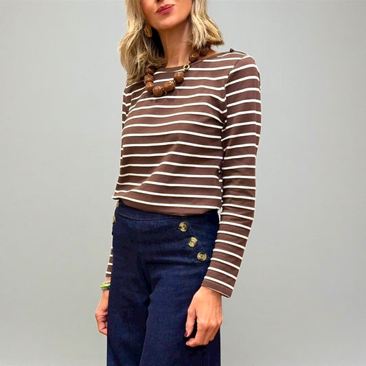 Camiseta rayas marrón& beige