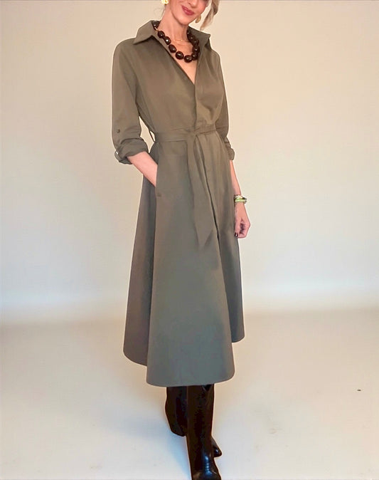 Vestido camisero caqui