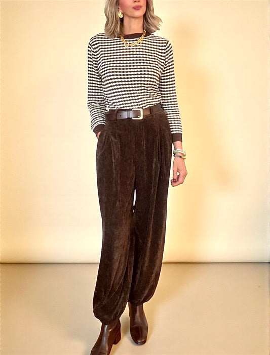 Pantalón bombacho terciopelo marrón