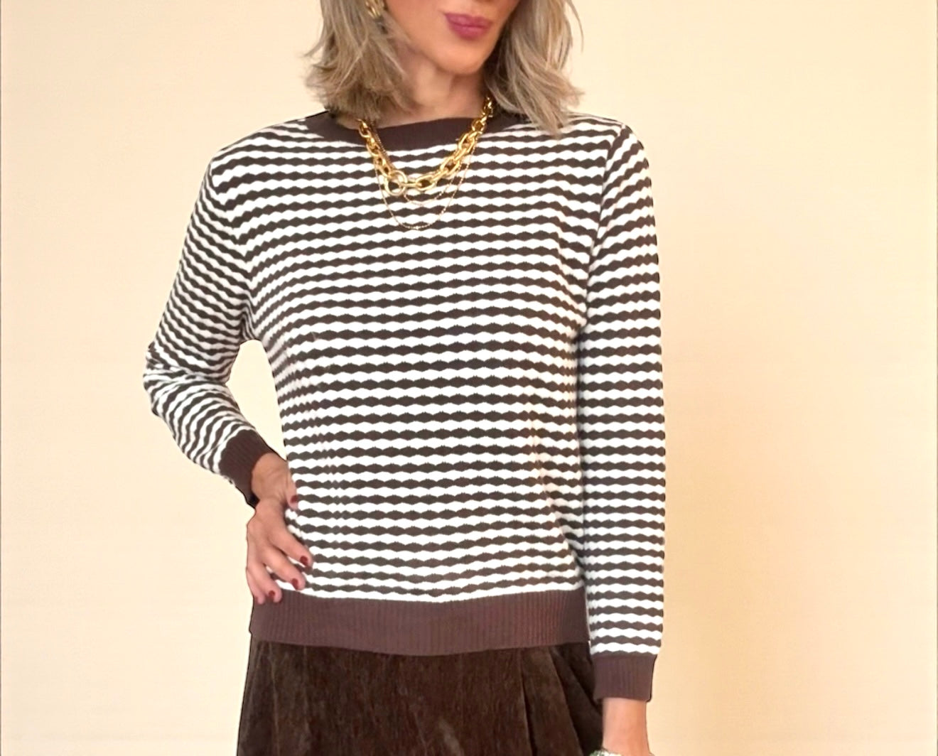 Jersey marrón & beige