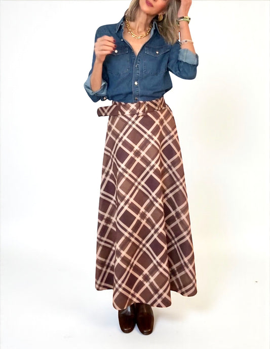 Falda cuadros tonos marrones