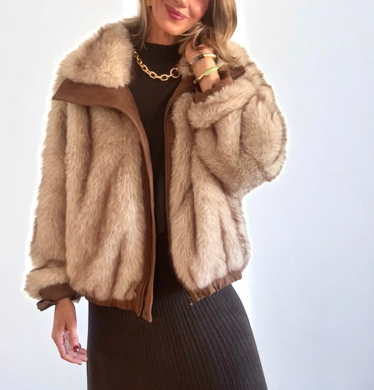 Chaqueta reversible marrón