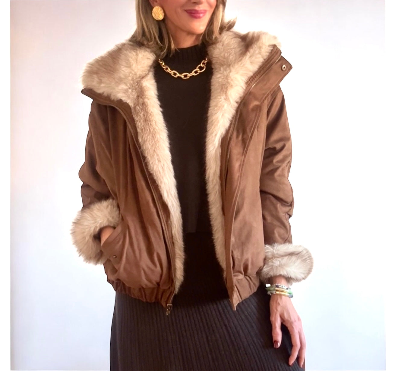 Chaqueta reversible marrón