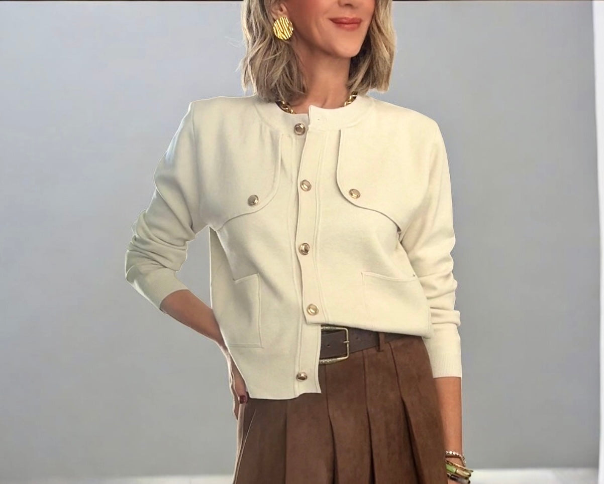 Chaqueta punto beige