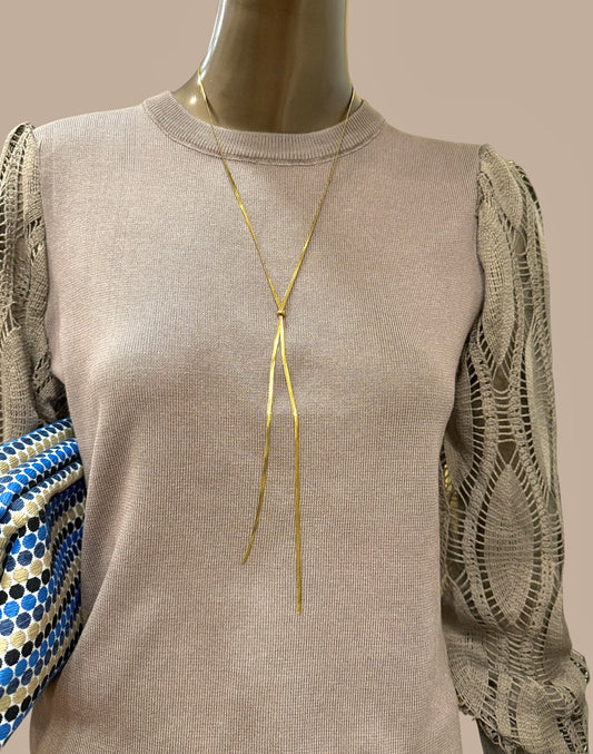 Cadena larga dorada ajustable