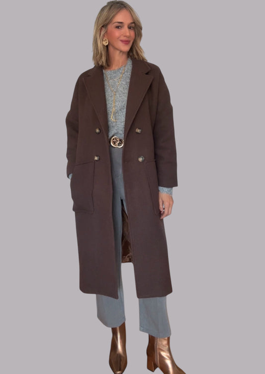 Abrigo paño marrón