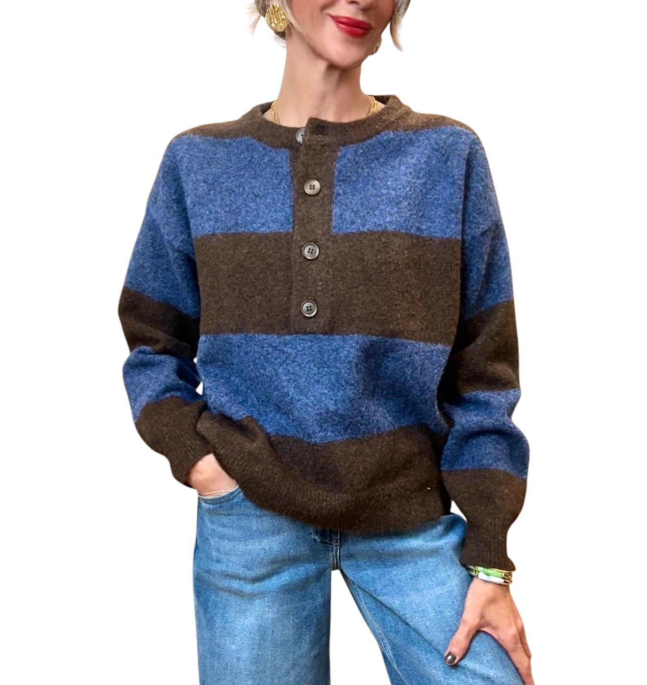 Jersey rayas azul& marrón