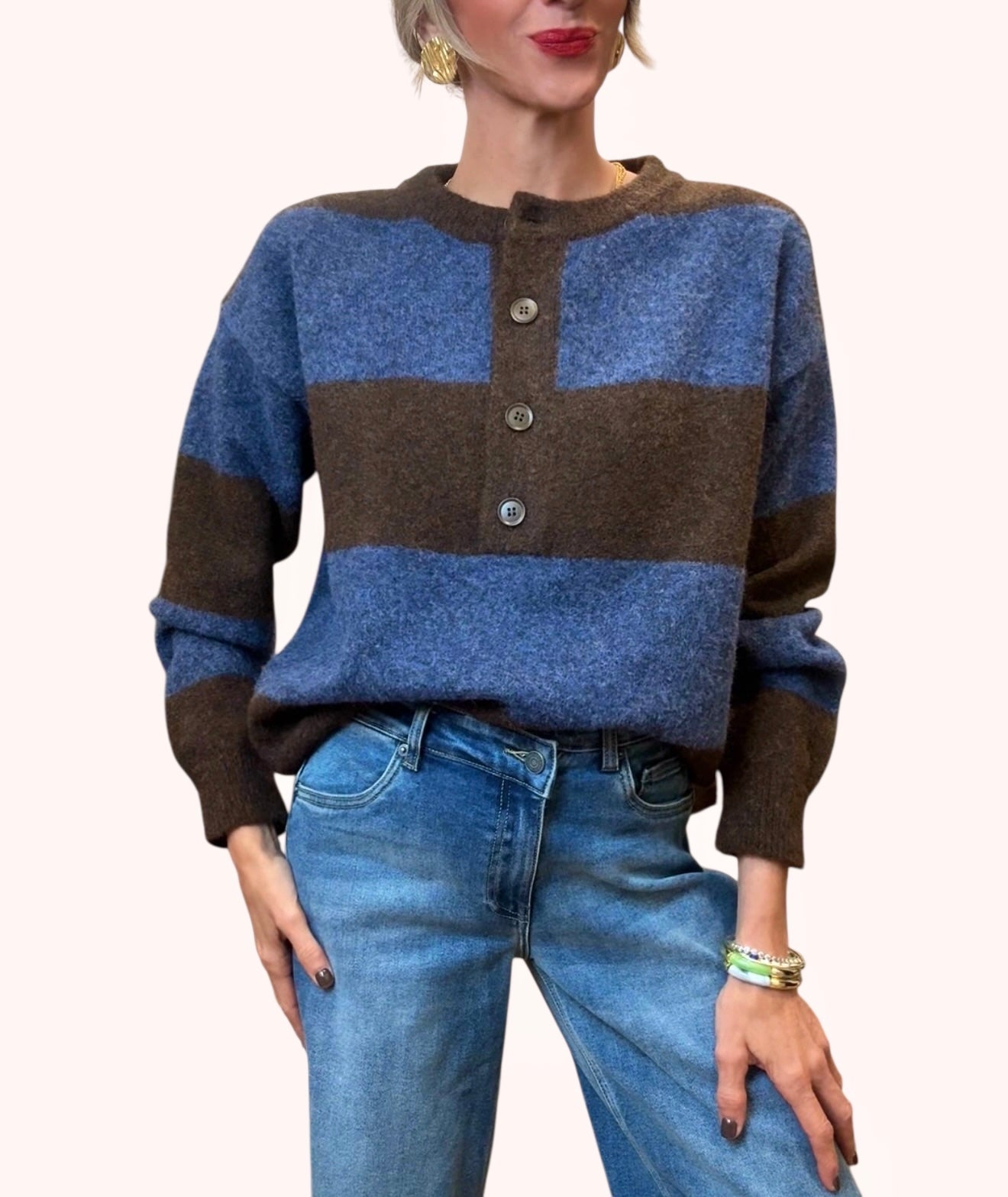 Jersey rayas azul& marrón