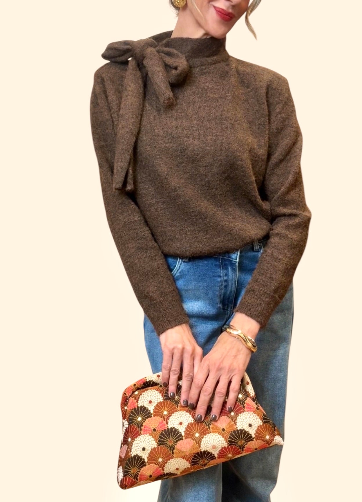 Jersey punto lazada marrón