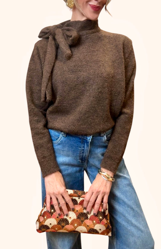 Jersey punto lazada marrón