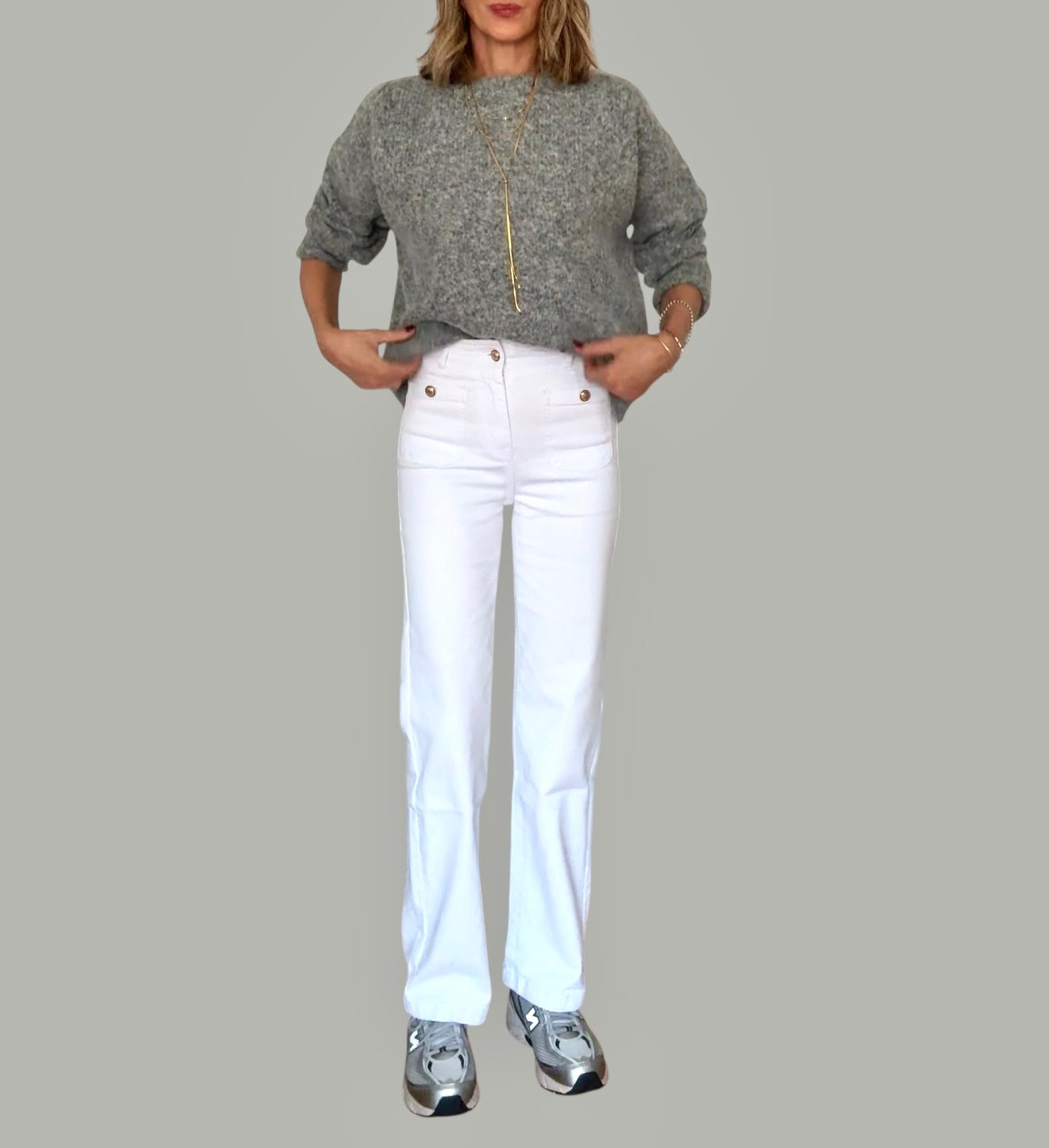 Denim blanco bolsillos