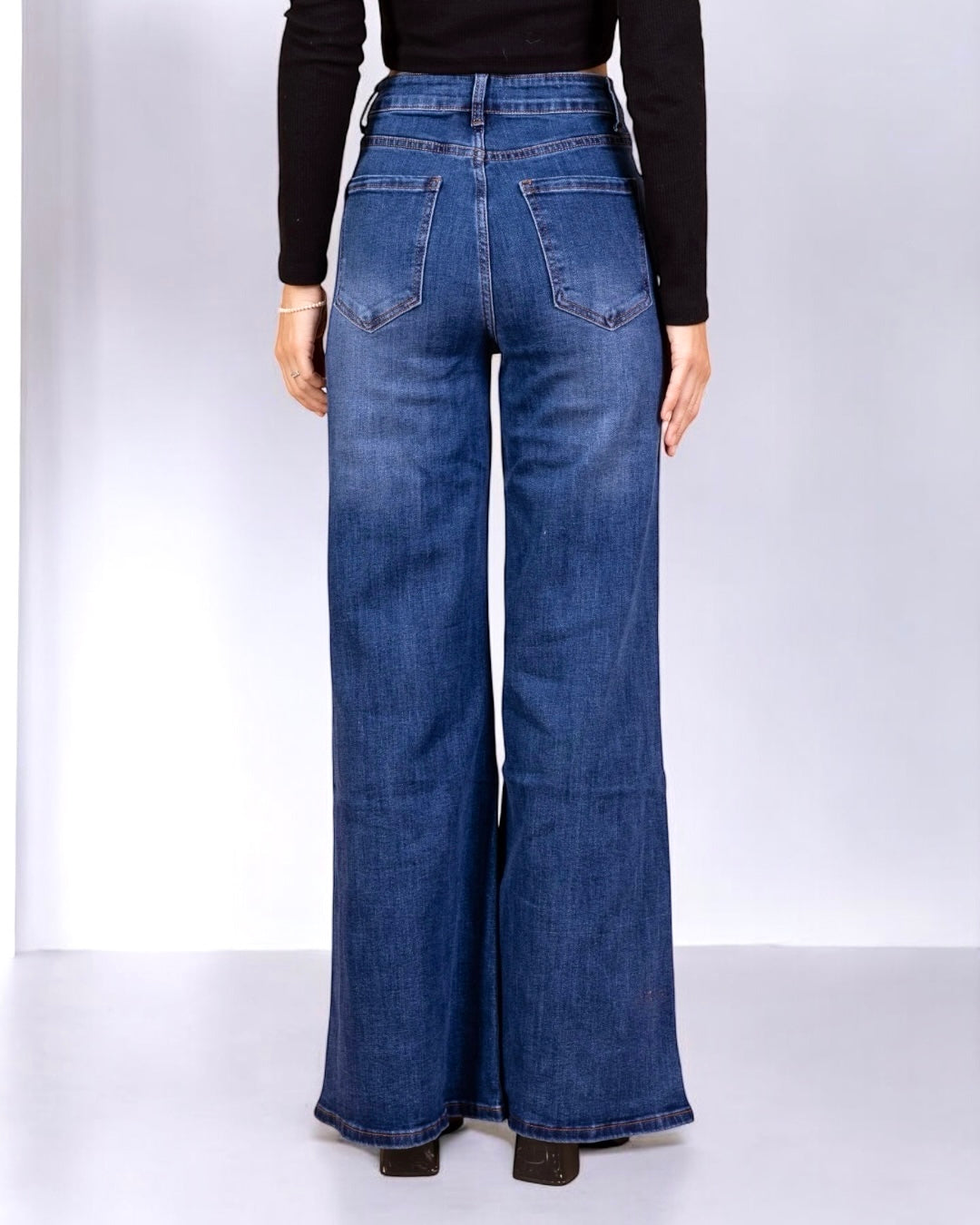 Denim wide leg azul