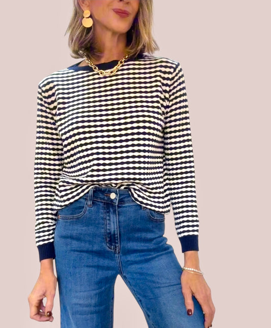 Jersey azul marino & blanco