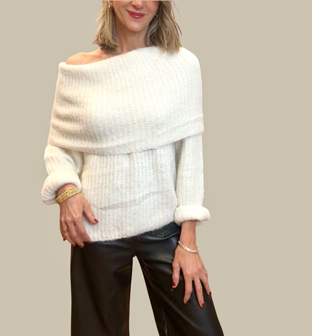 Jersey bardot beige claro