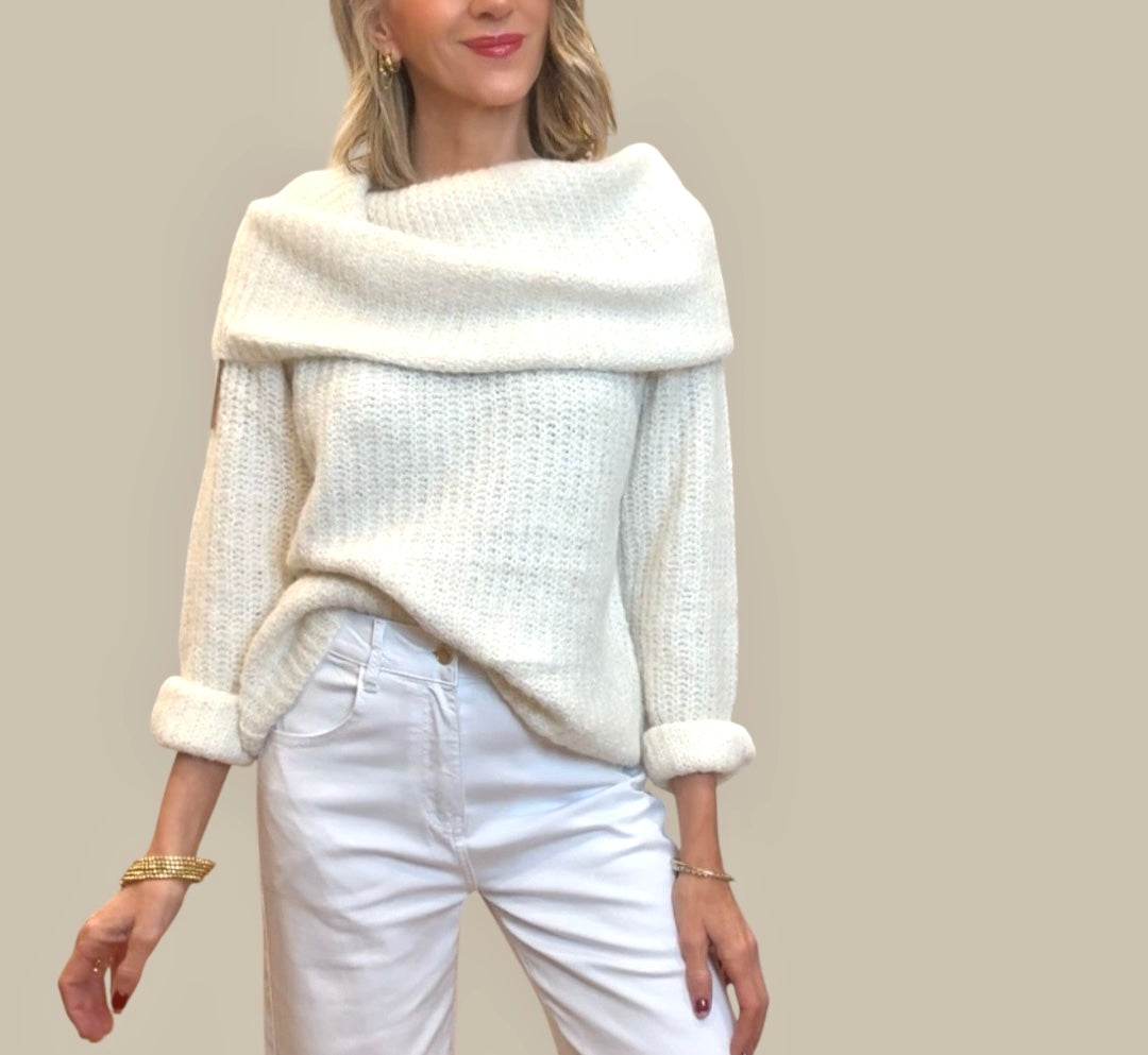 Jersey bardot beige claro