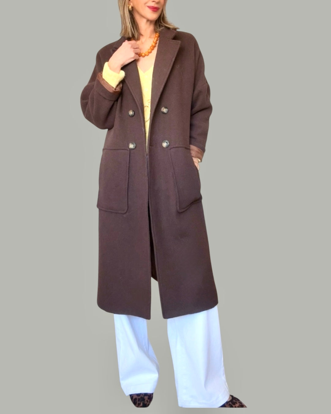 Abrigo paño marrón