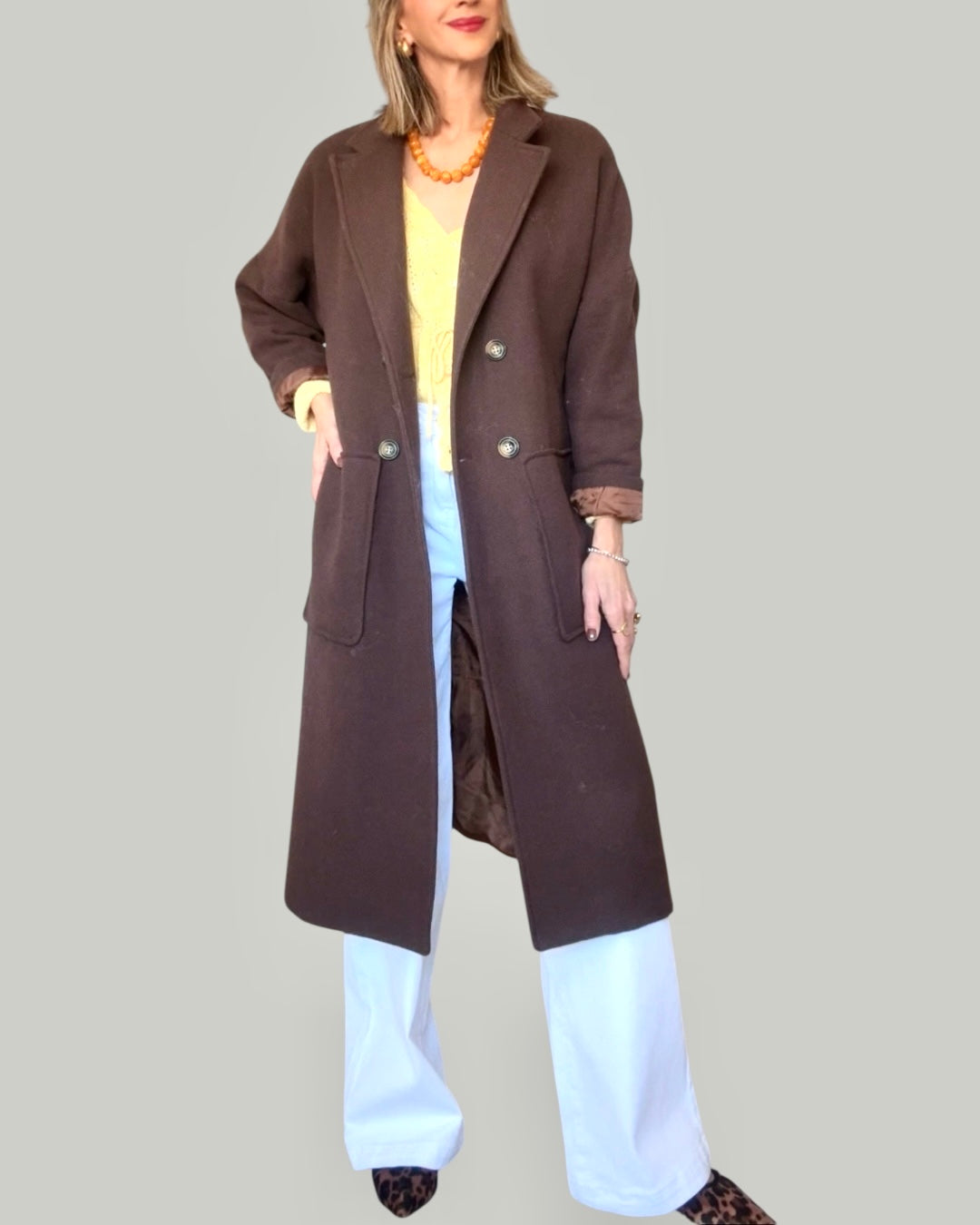 Abrigo paño marrón