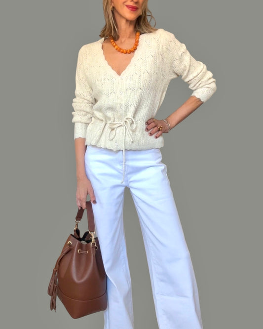 Chaqueta punto beige