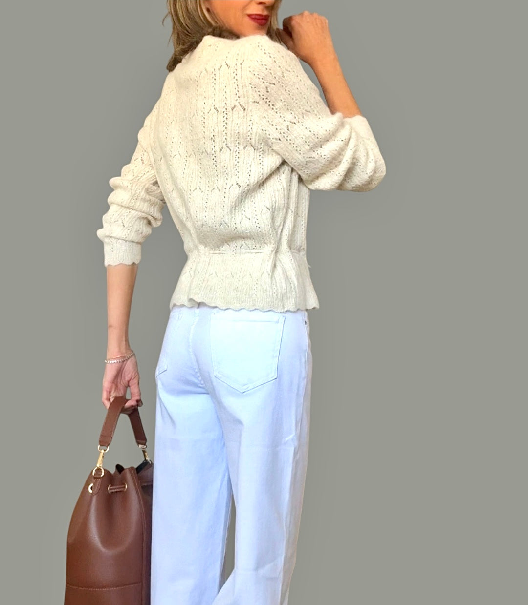 Chaqueta punto beige