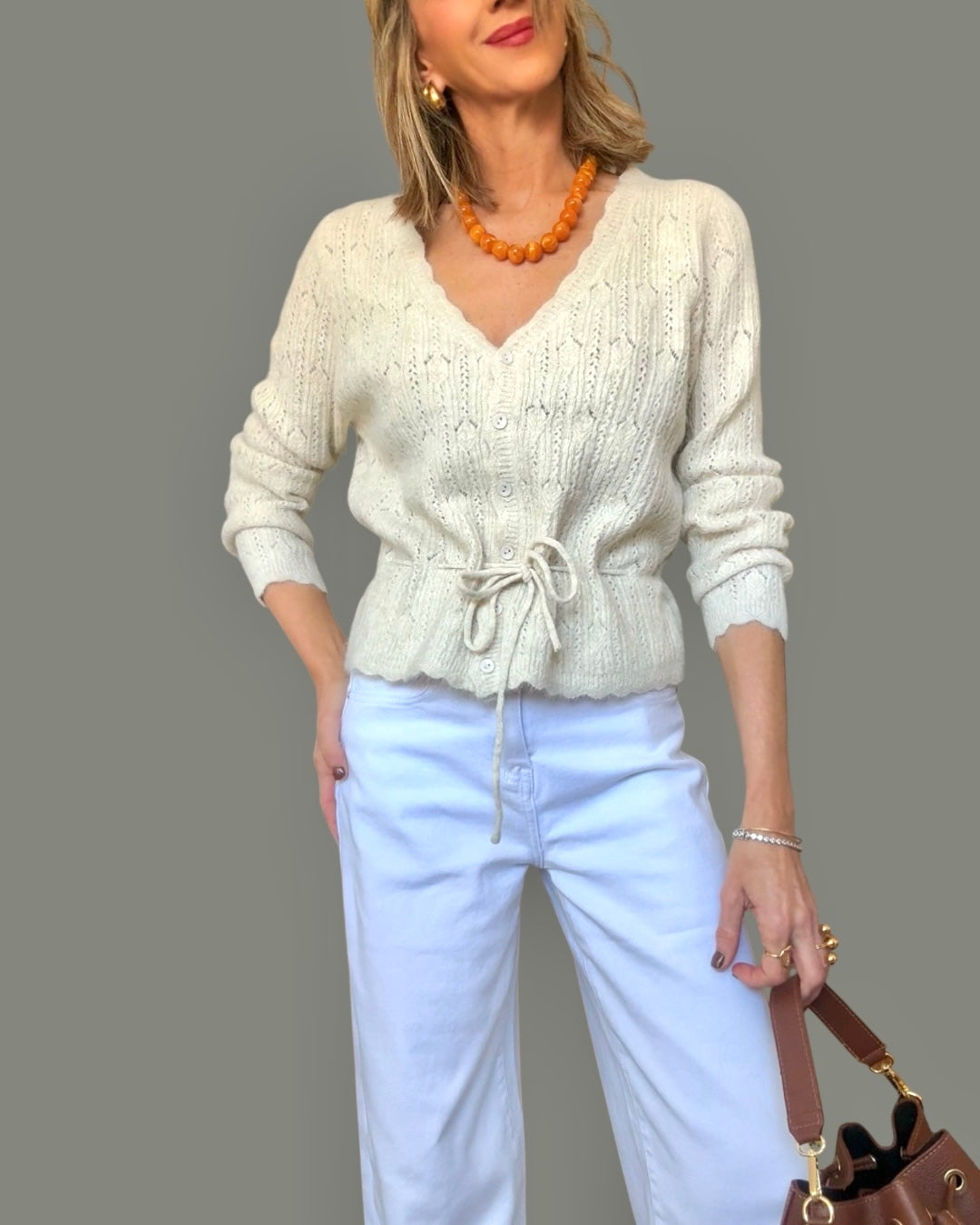 Chaqueta punto beige