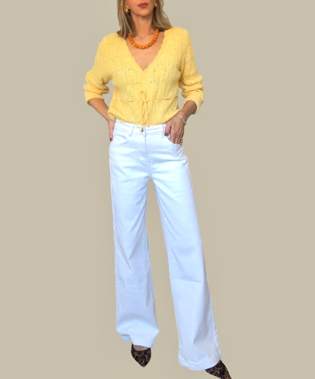 Denim pierna ancha blanco