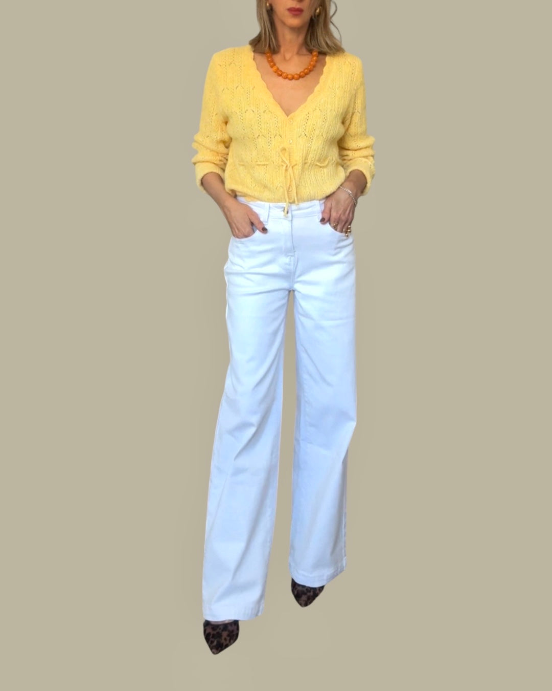 Denim pierna ancha blanco