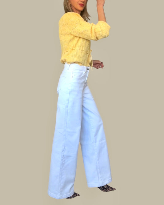 Denim pierna ancha blanco