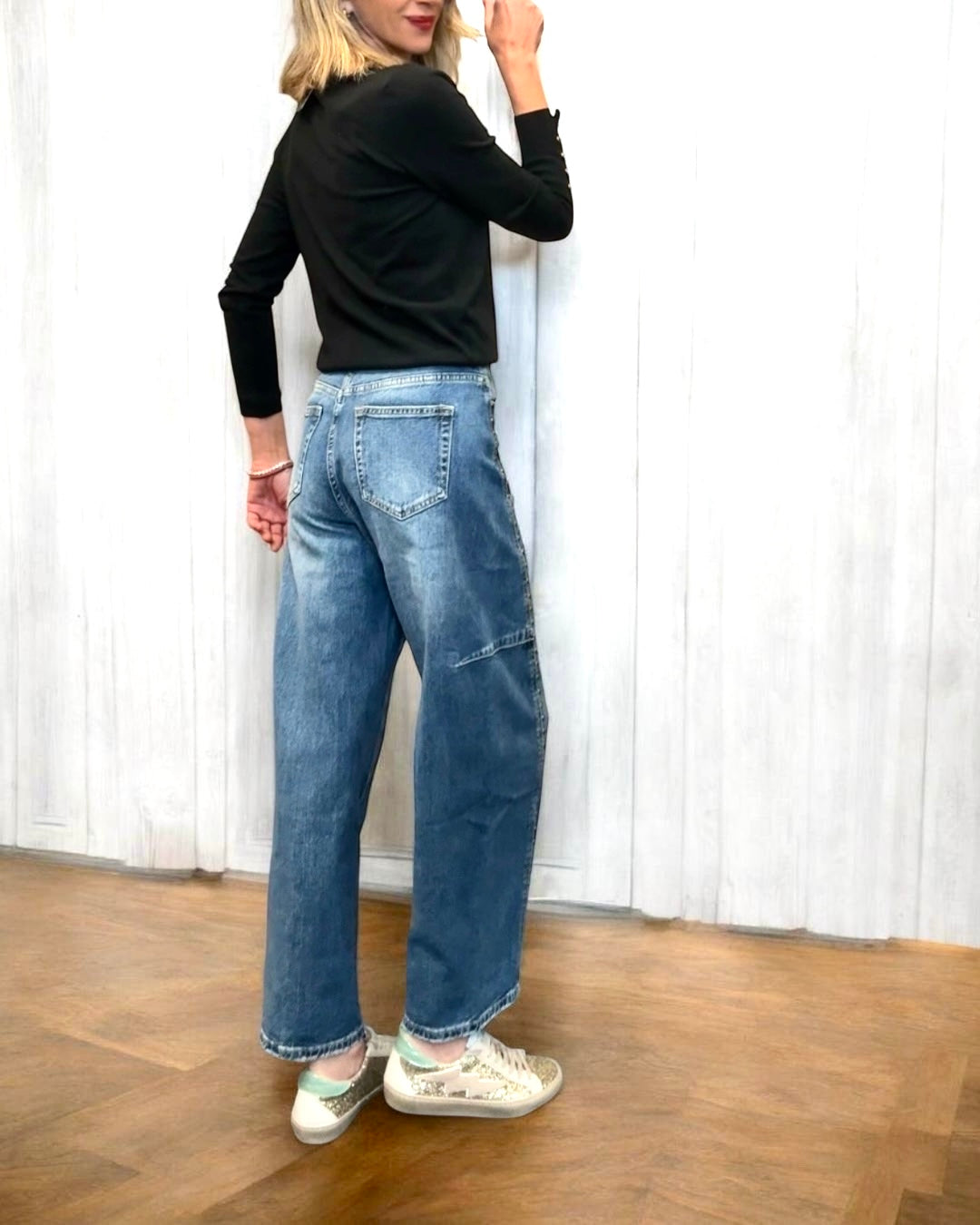 Denim barrel /balloom tachuelas azul