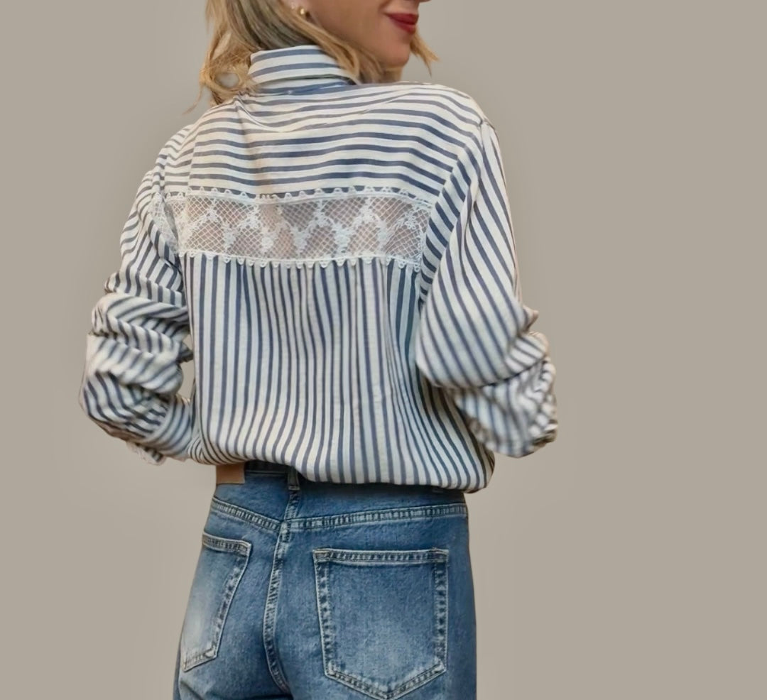 Camisa rayas detalle encaje
