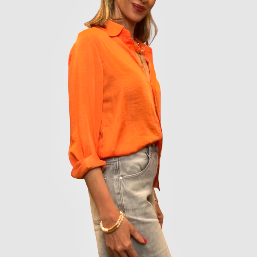 Camisa satinada naranja