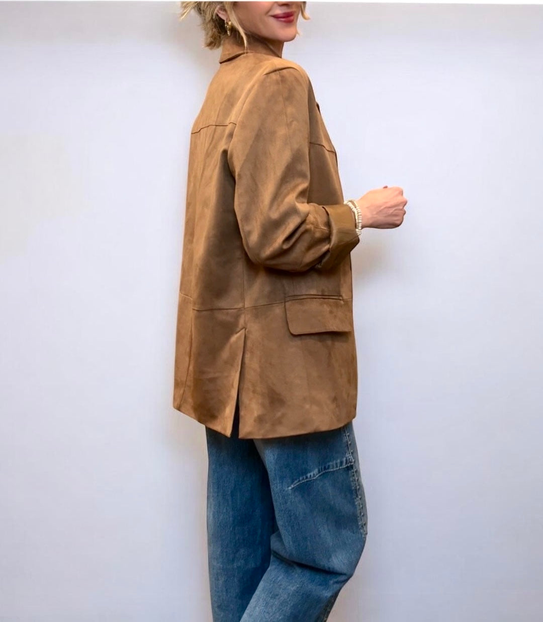 Chaqueta blazer antelina marrón