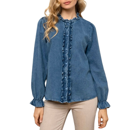 Camisa denim detalle volantes