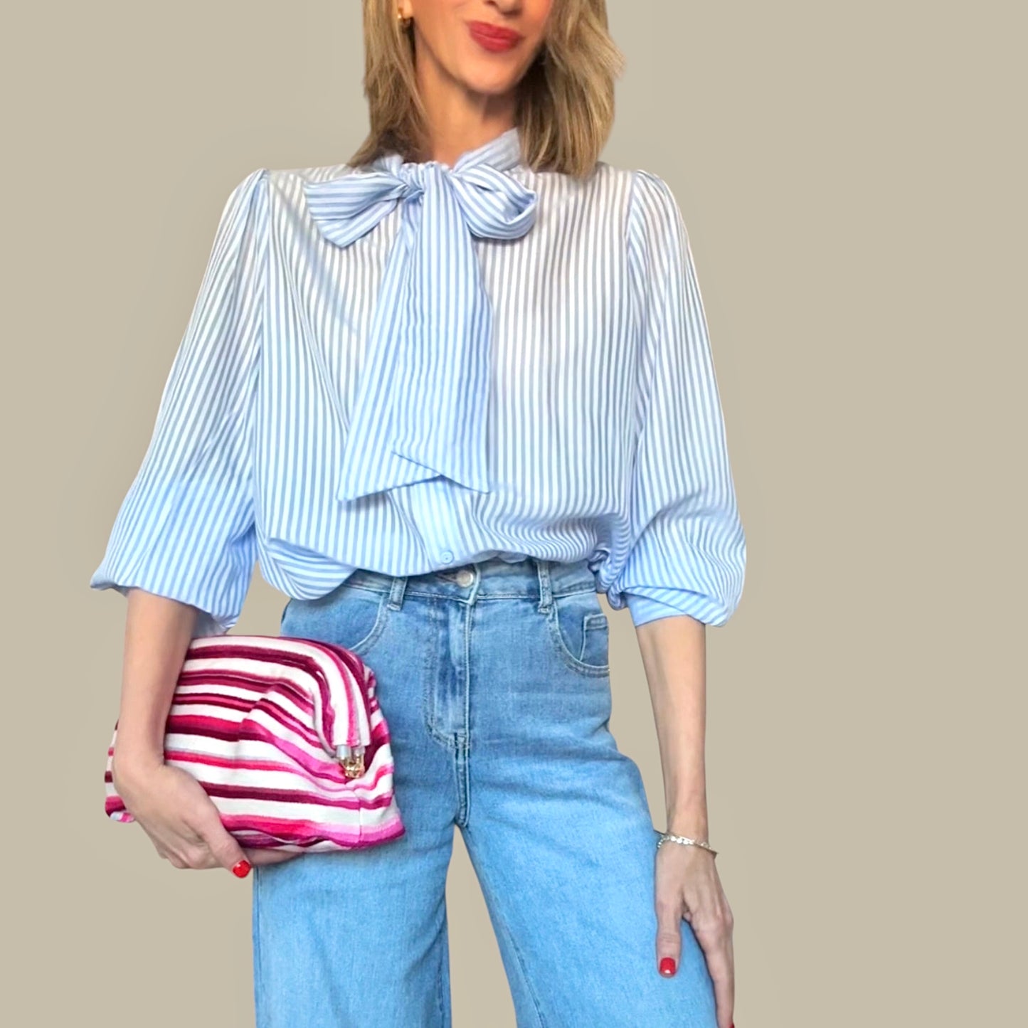 Camisa lazo rayas azul