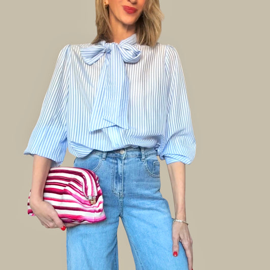 Camisa lazo rayas azul