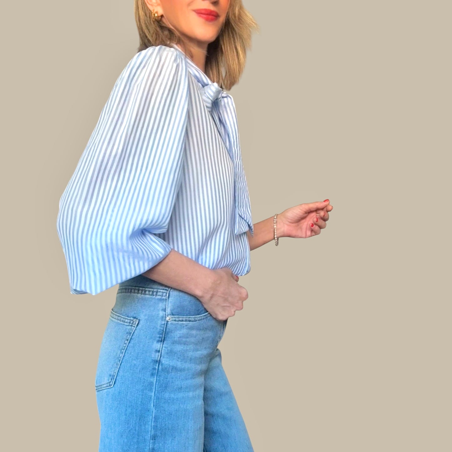 Camisa lazo rayas azul