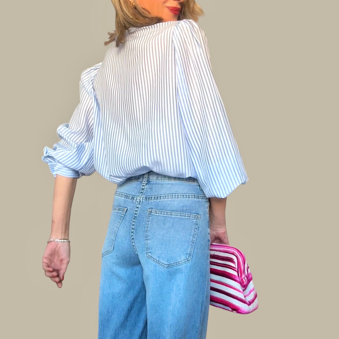 Camisa lazo rayas azul