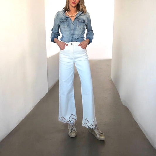 Denim blanco bordados