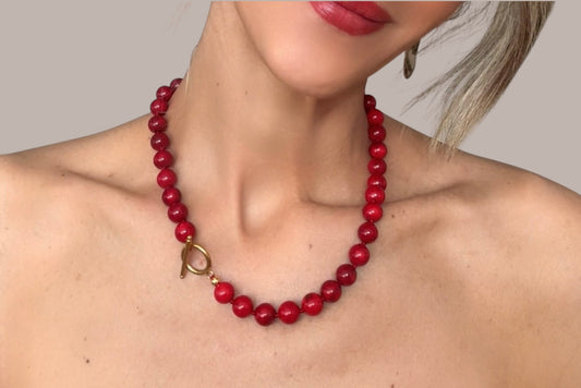 Collar piedras rojo
