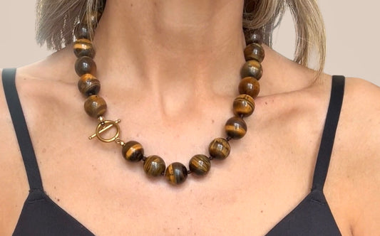 Collar piedras  ojo de tigre