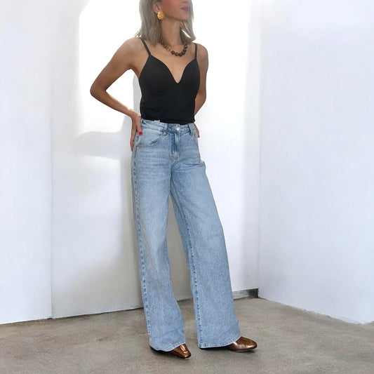 Denim wide leg azul claro