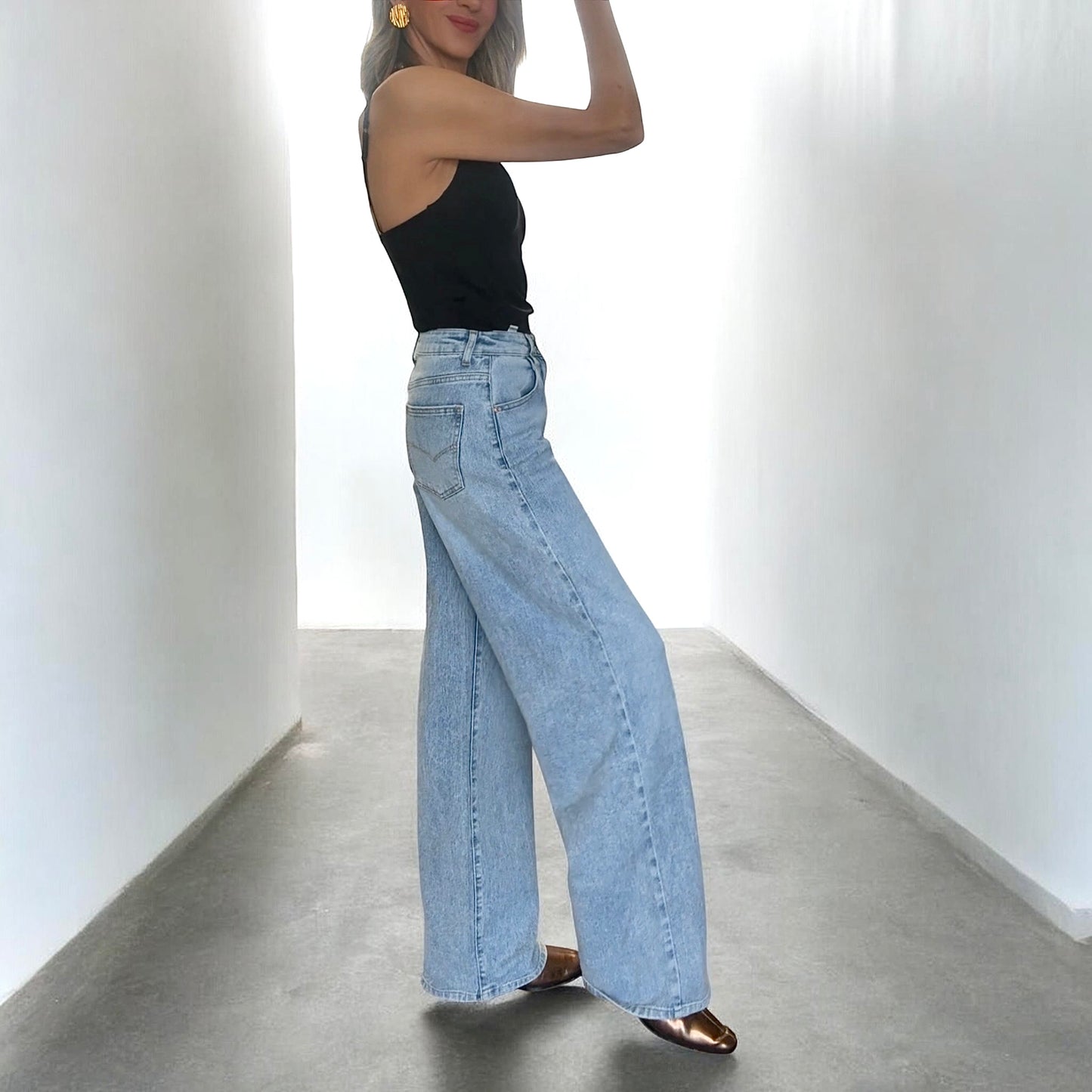 Denim wide leg azul claro