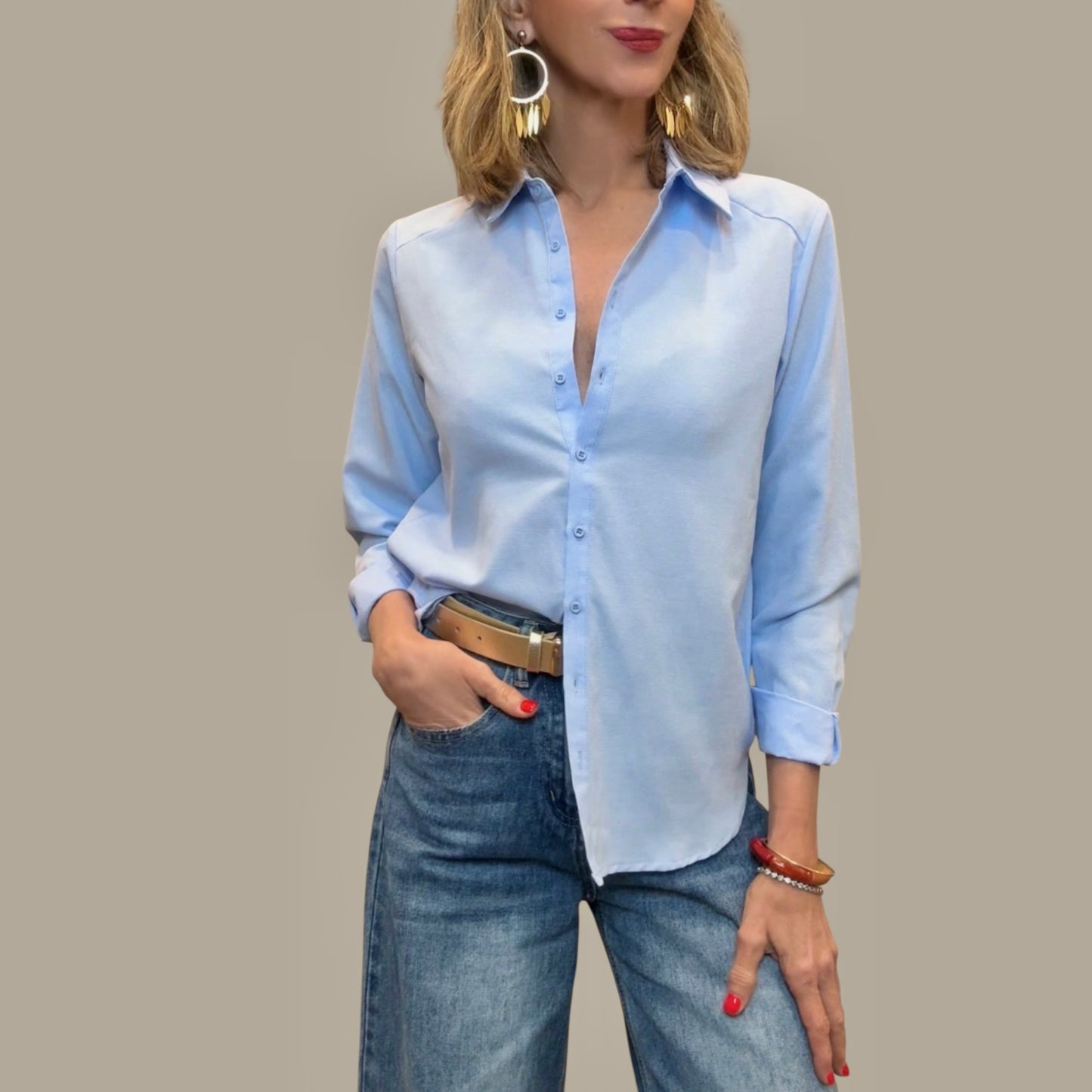 Camisa basic azul celeste