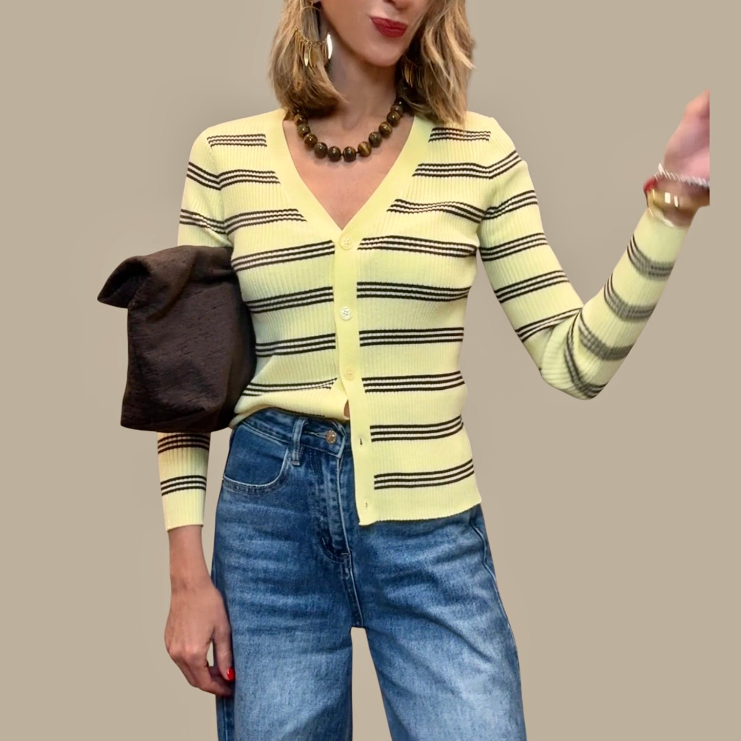 Rebeca rayas amarillo& marrón