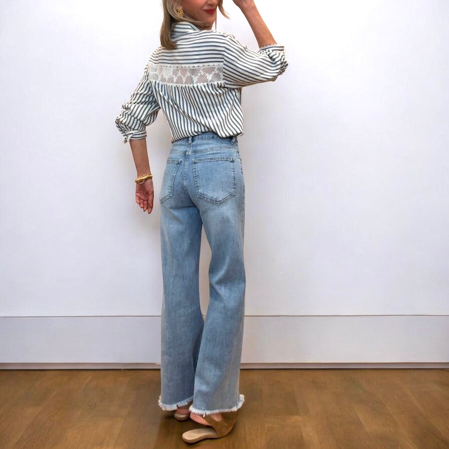 Denim desflecado azul claro