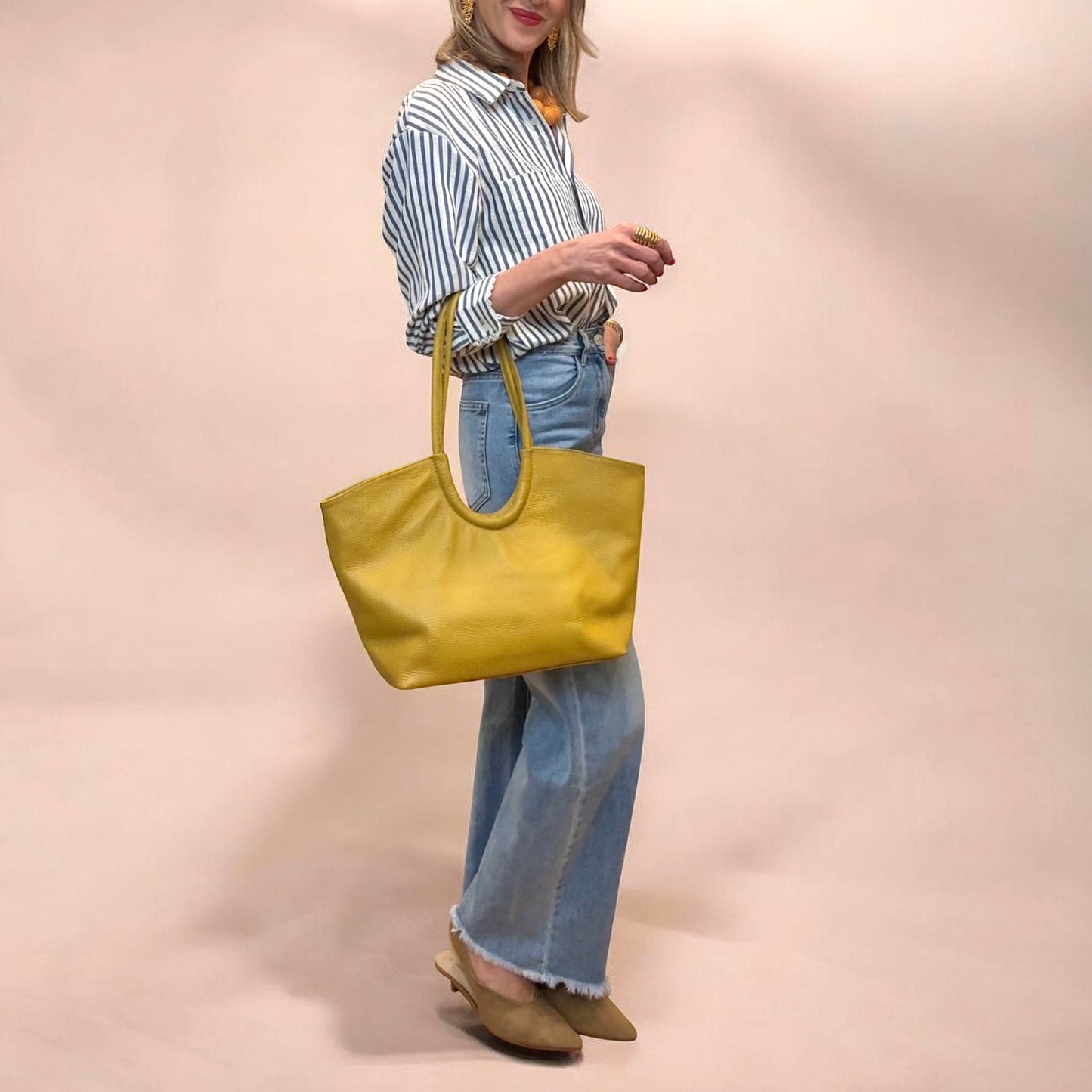 Bolso piel color mostaza