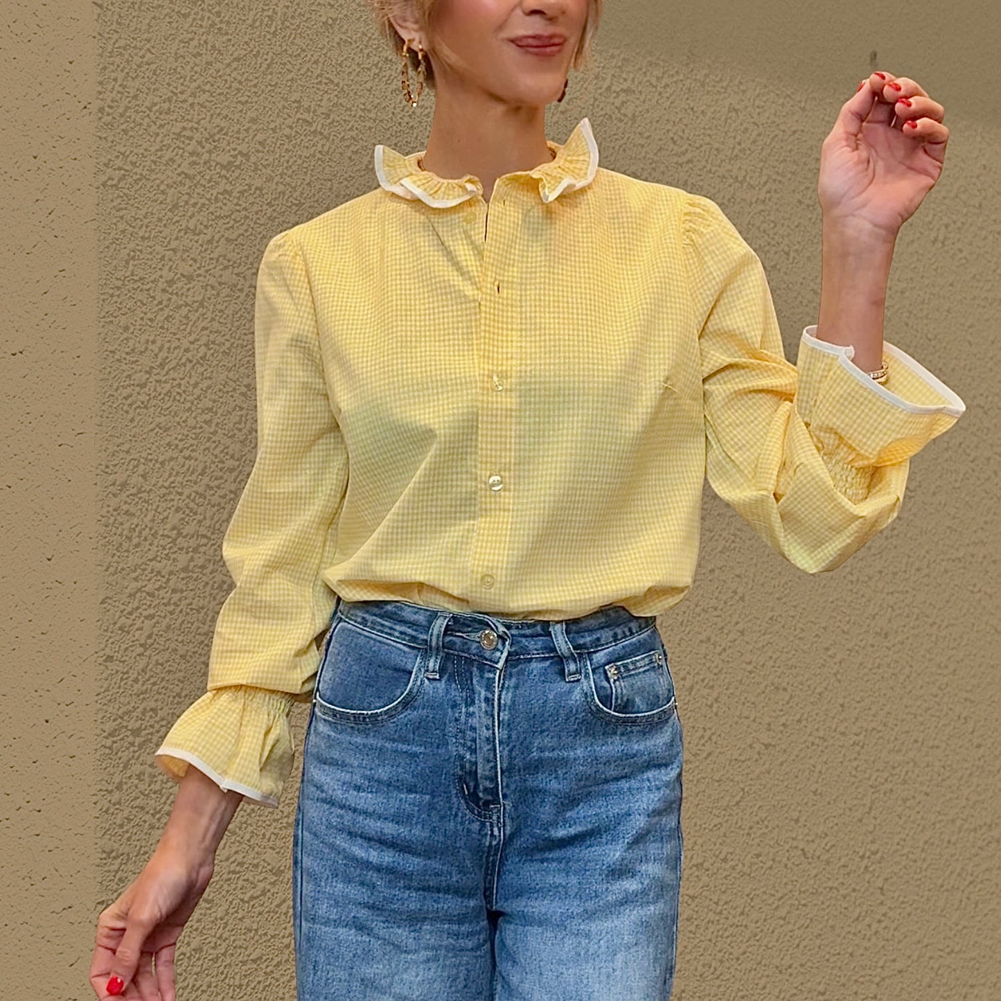 Camisa cuadros vichy amarillo