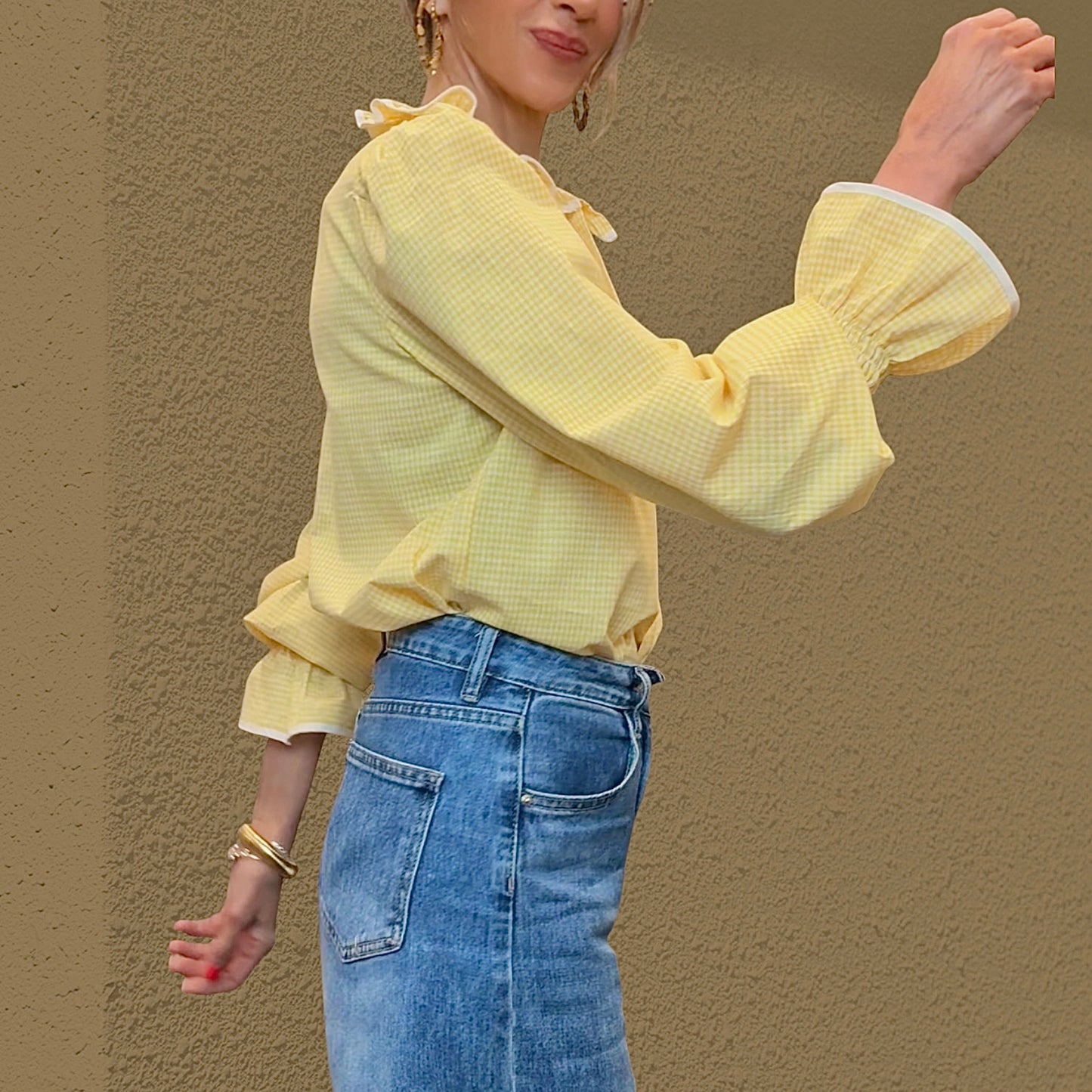 Camisa cuadros vichy amarillo