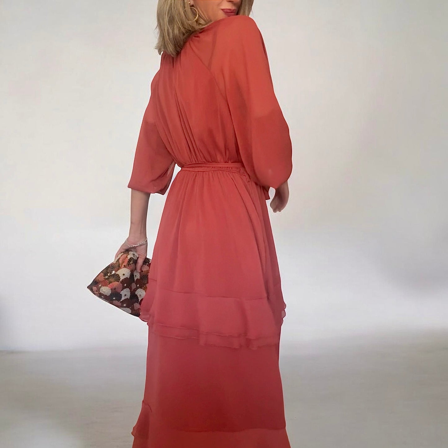 Vestido volantes teja