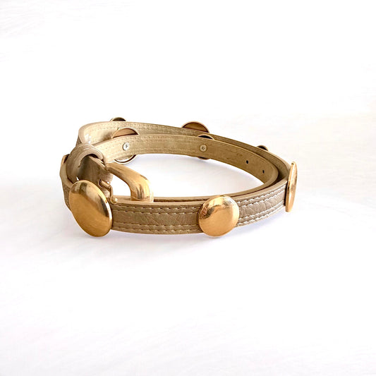 Cinturón círculos dorados beige